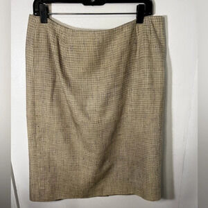 Carlisle,14, Vintage tweed,silk linen blend midi pencil skirt rear hook eyes zip